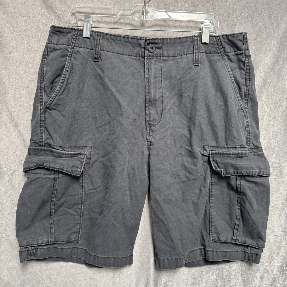 Old Navy Cargo Shorts Mens 36 Gray Midnight Oil Cotton Casual Utility Pockets